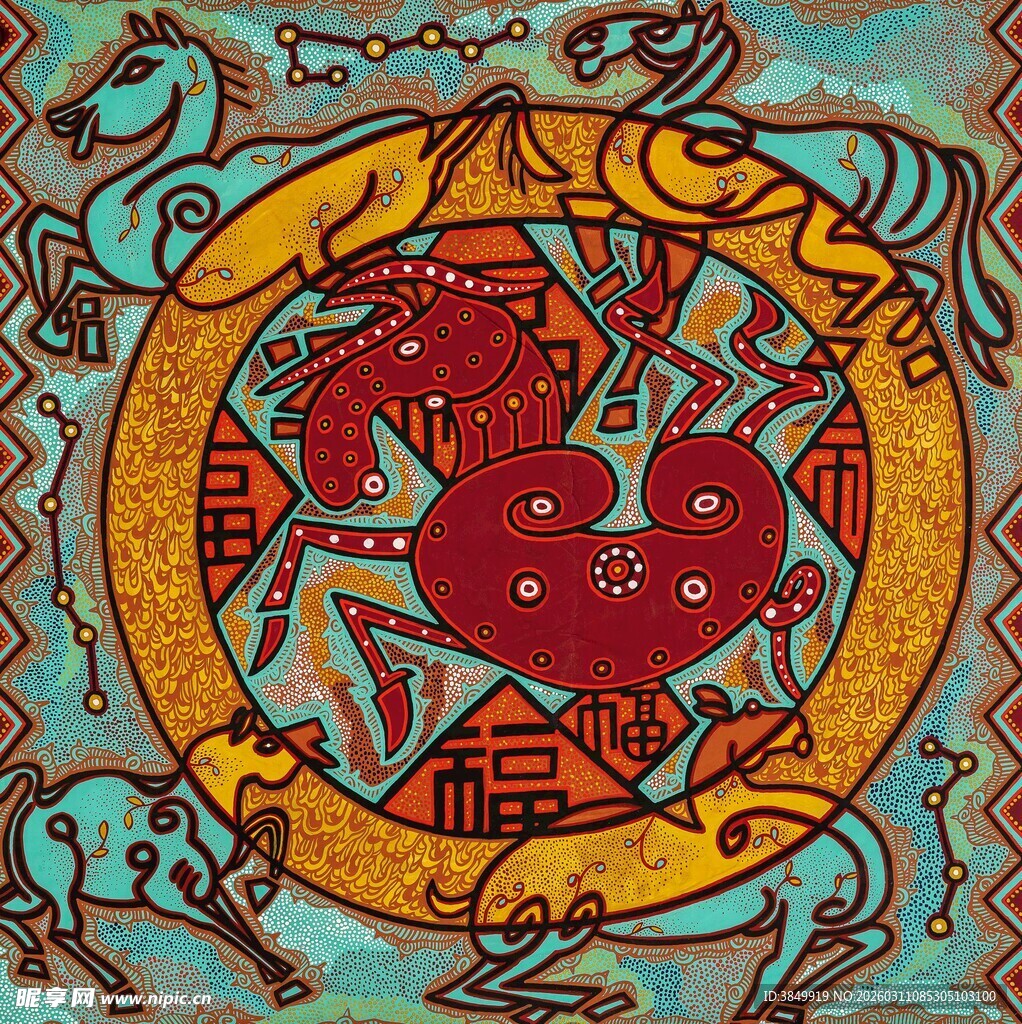 传统生肖牛的精美装饰图案