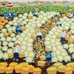 农田丰收景象 劳作正忙