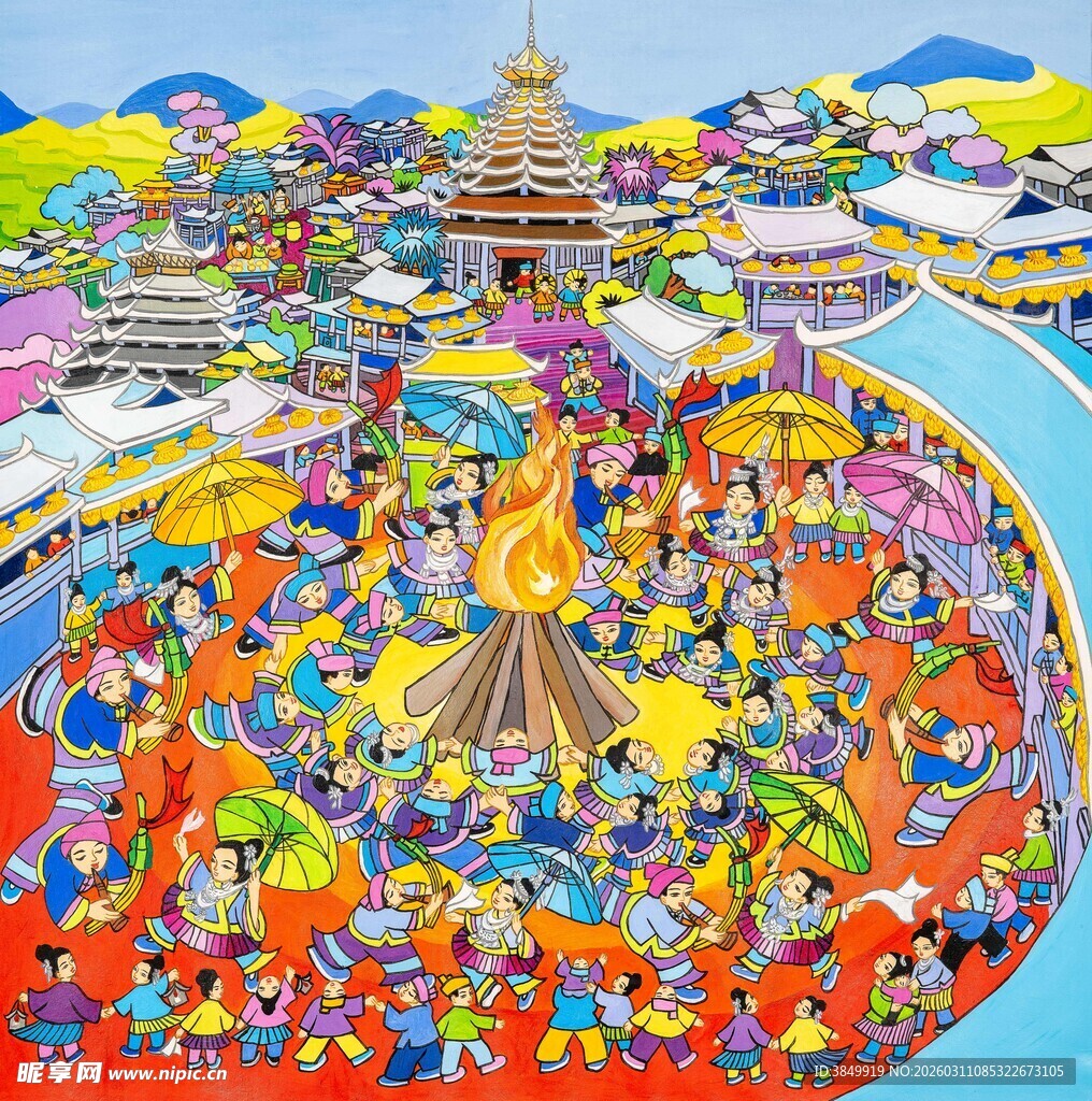 热闹缤纷的游乐园场景