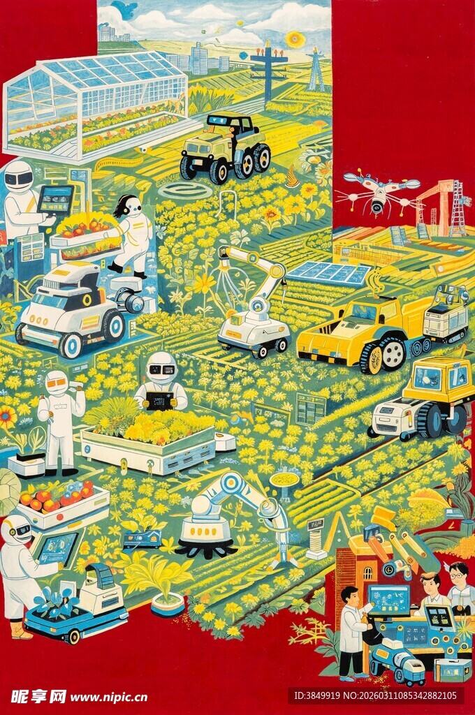 未来农业场景插画