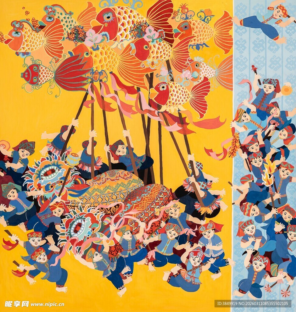 传统舞龙表演热闹场景