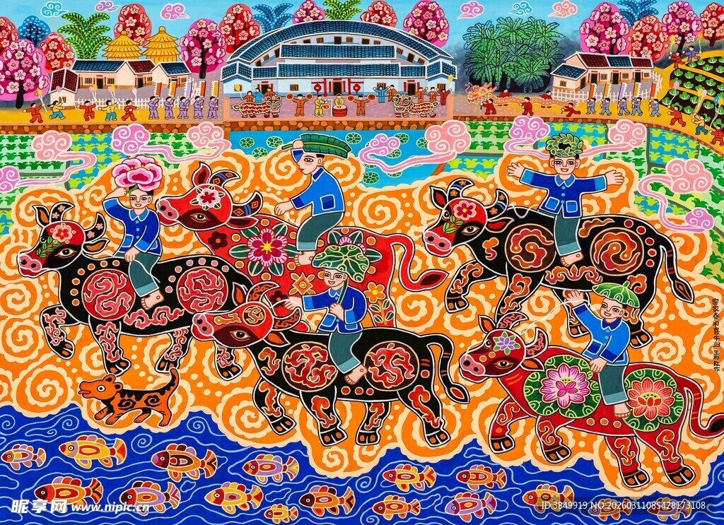 蒙古族骑马竞技热闹场景