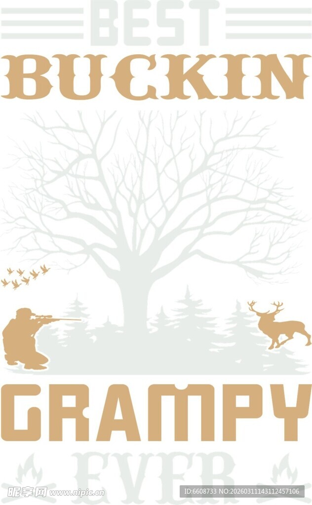 复古风动物与树木文字图案