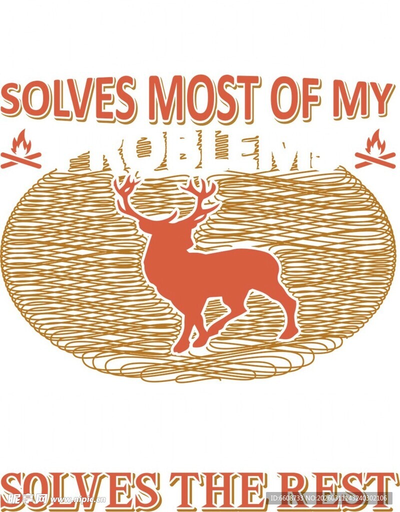 鹿图案标语装饰元素