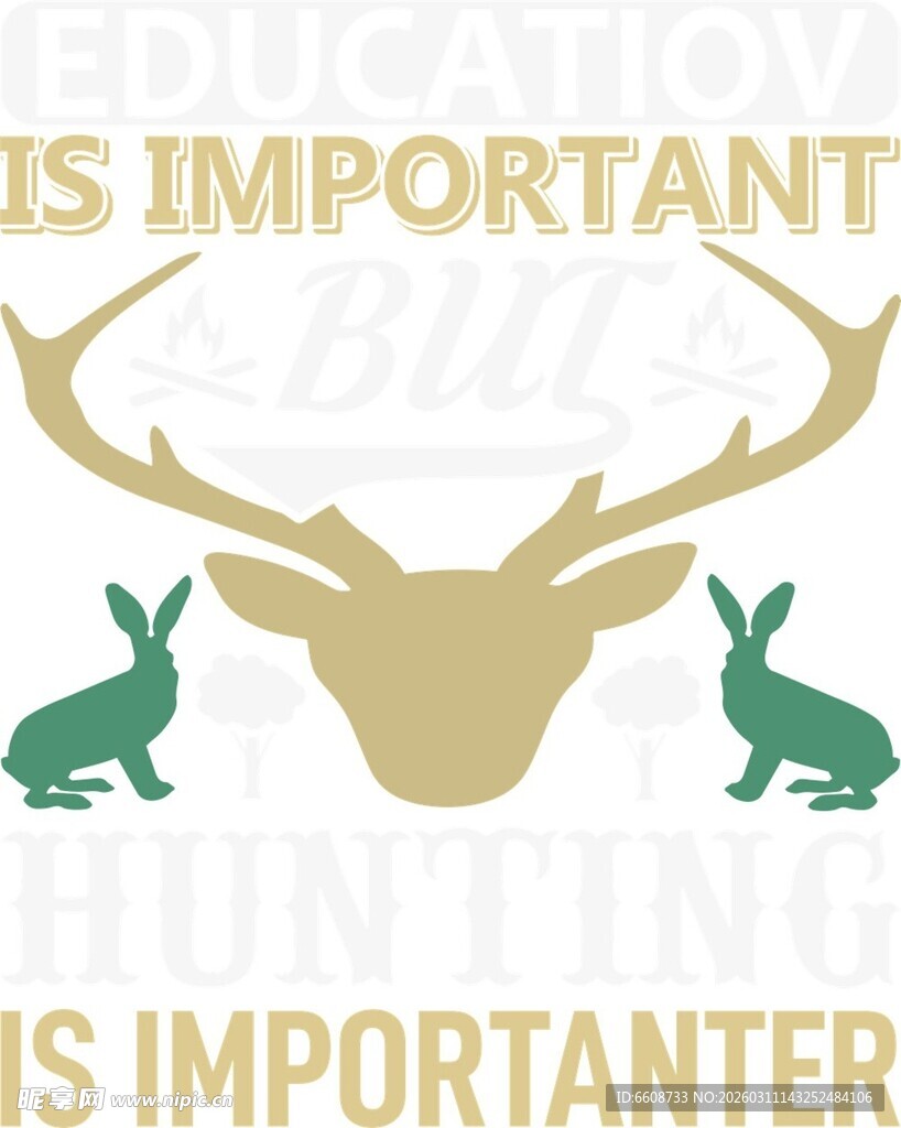 鹿头与小兔简约图案设计