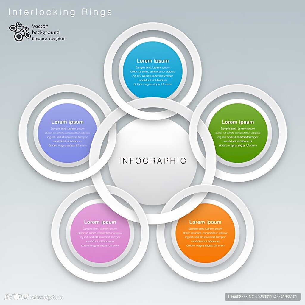 多彩圆形信息图表模板