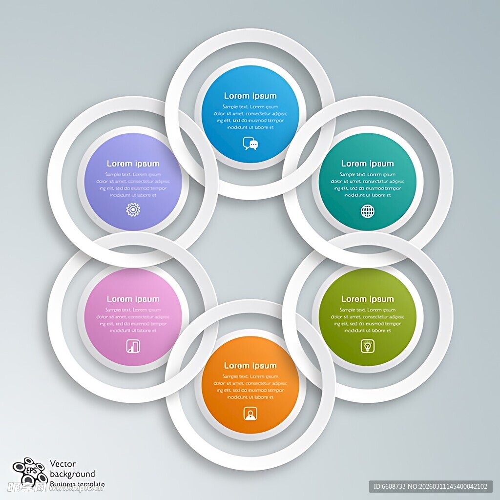 多彩圆形信息图表模板