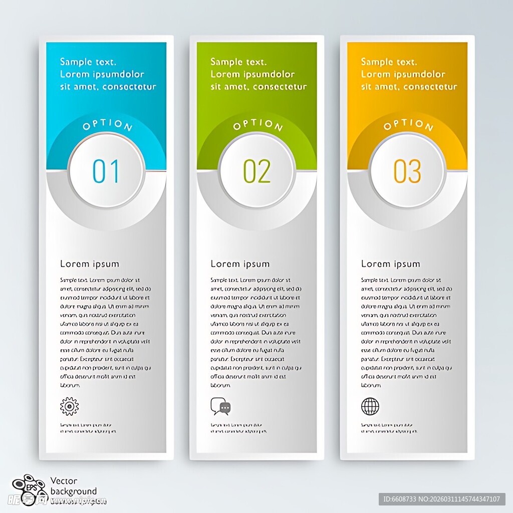 三色编号信息图表模板