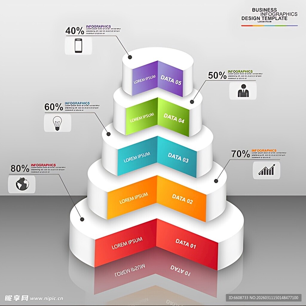 多层阶梯式信息图表