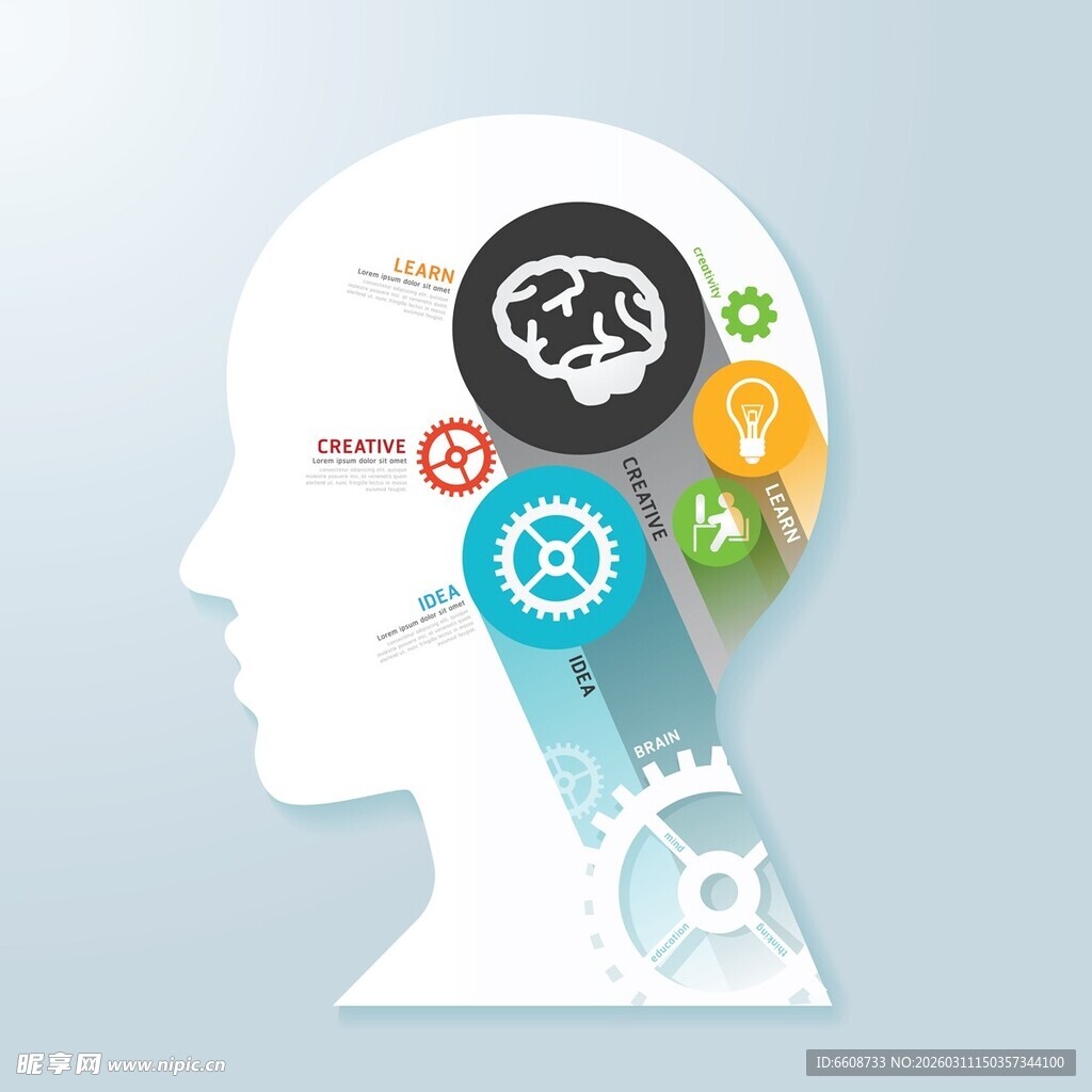 人脑与科技元素的创意融合