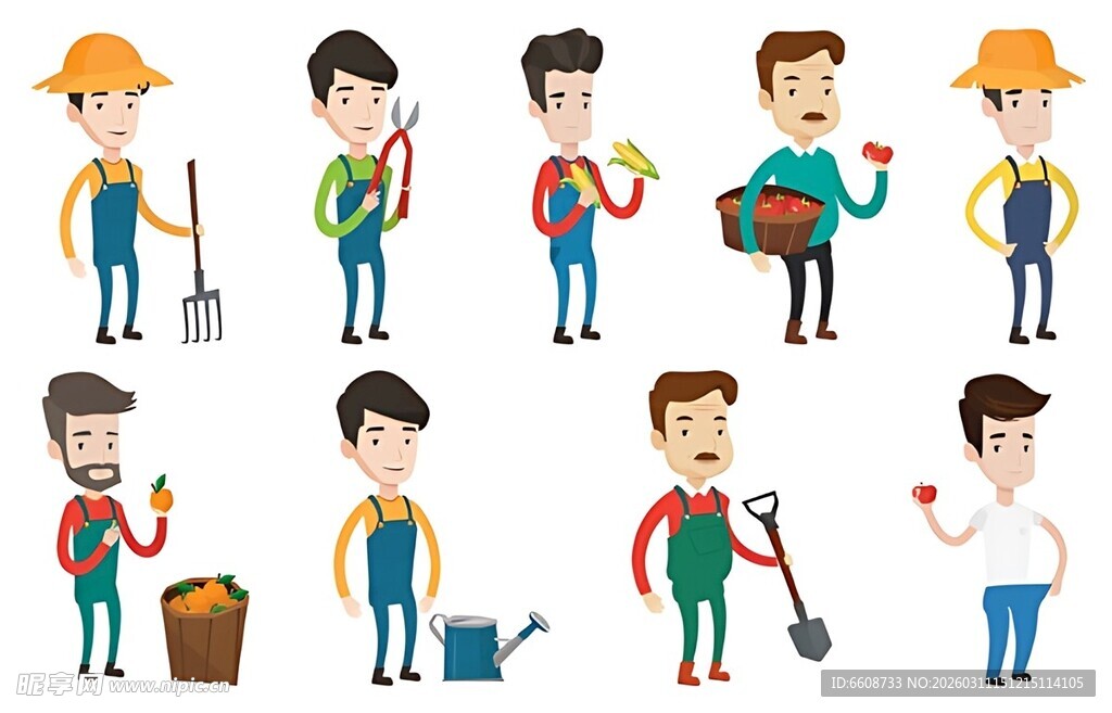 多样职业的卡通人物形象