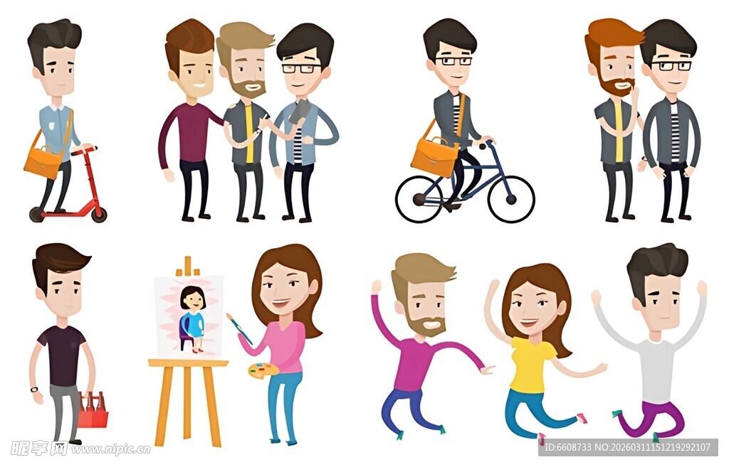 多样人物日常活动场景