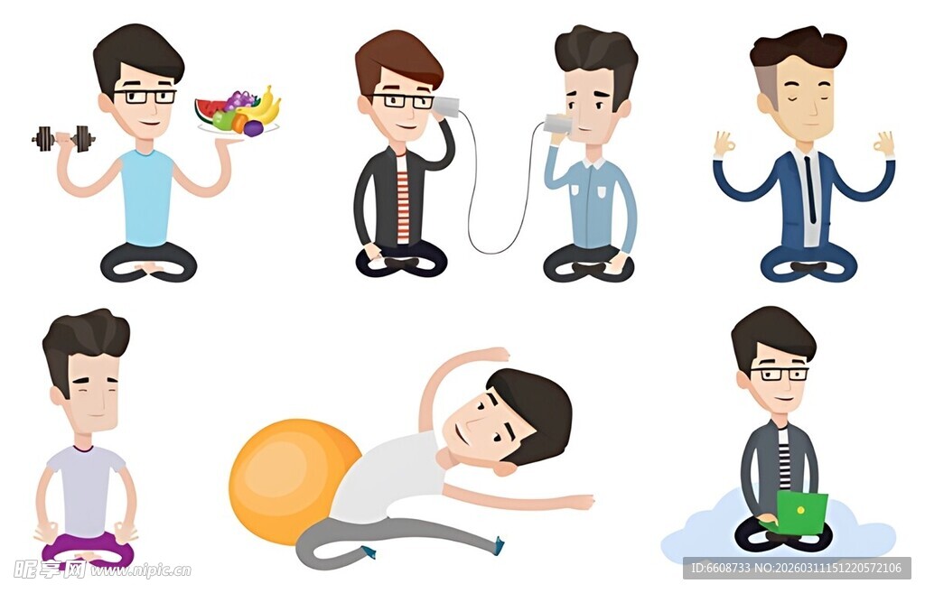 多样健身姿势插画