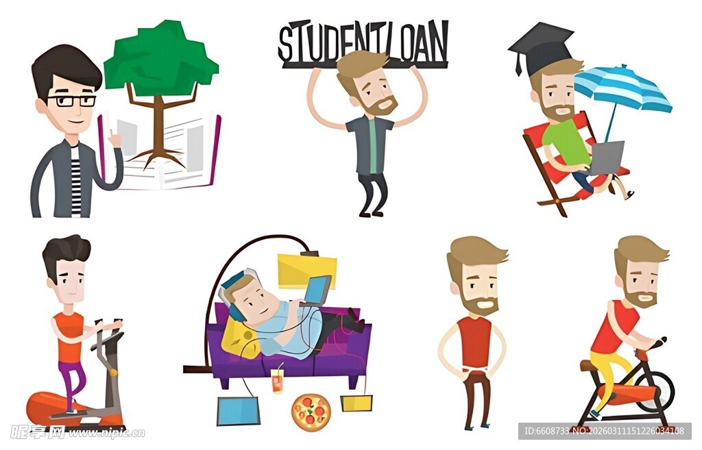 多样休闲活动插画