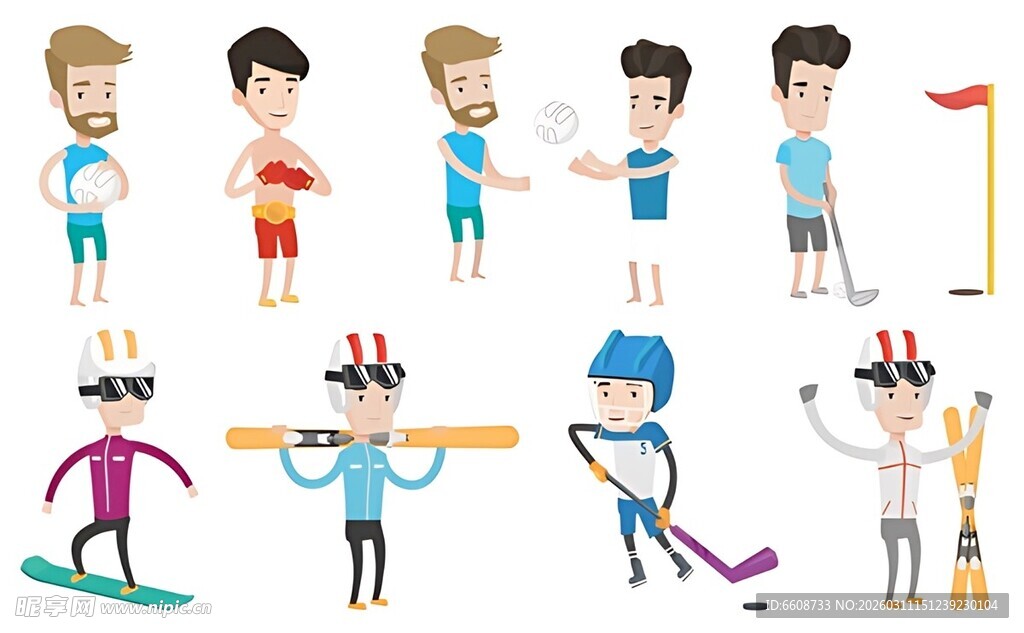 多样运动姿态的卡通人物