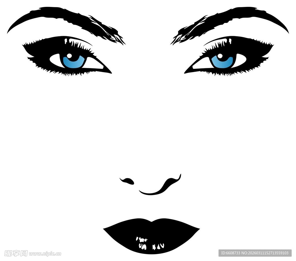 魅惑蓝眼女性脸部图案