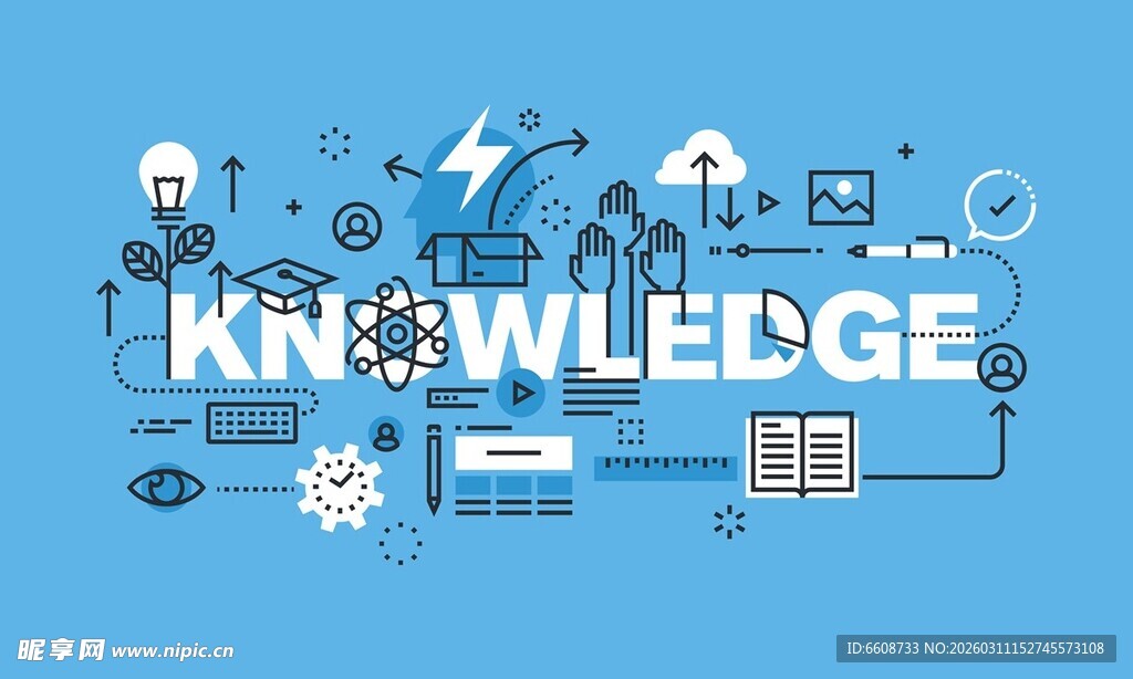 知识主题的创意图标集合