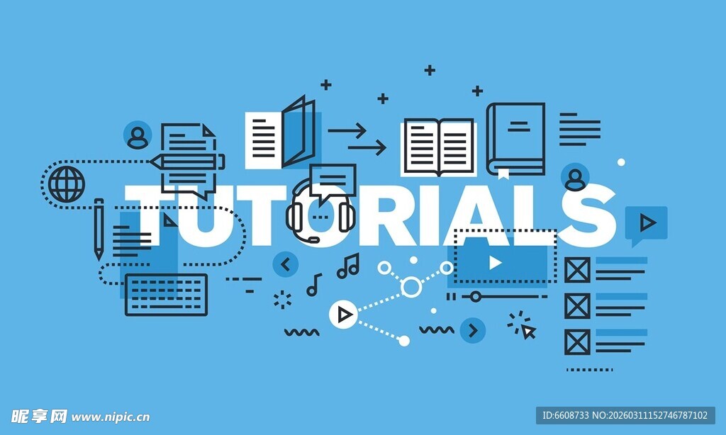 教程相关图标与文字背景图