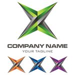 多彩立体X形企业标志设计