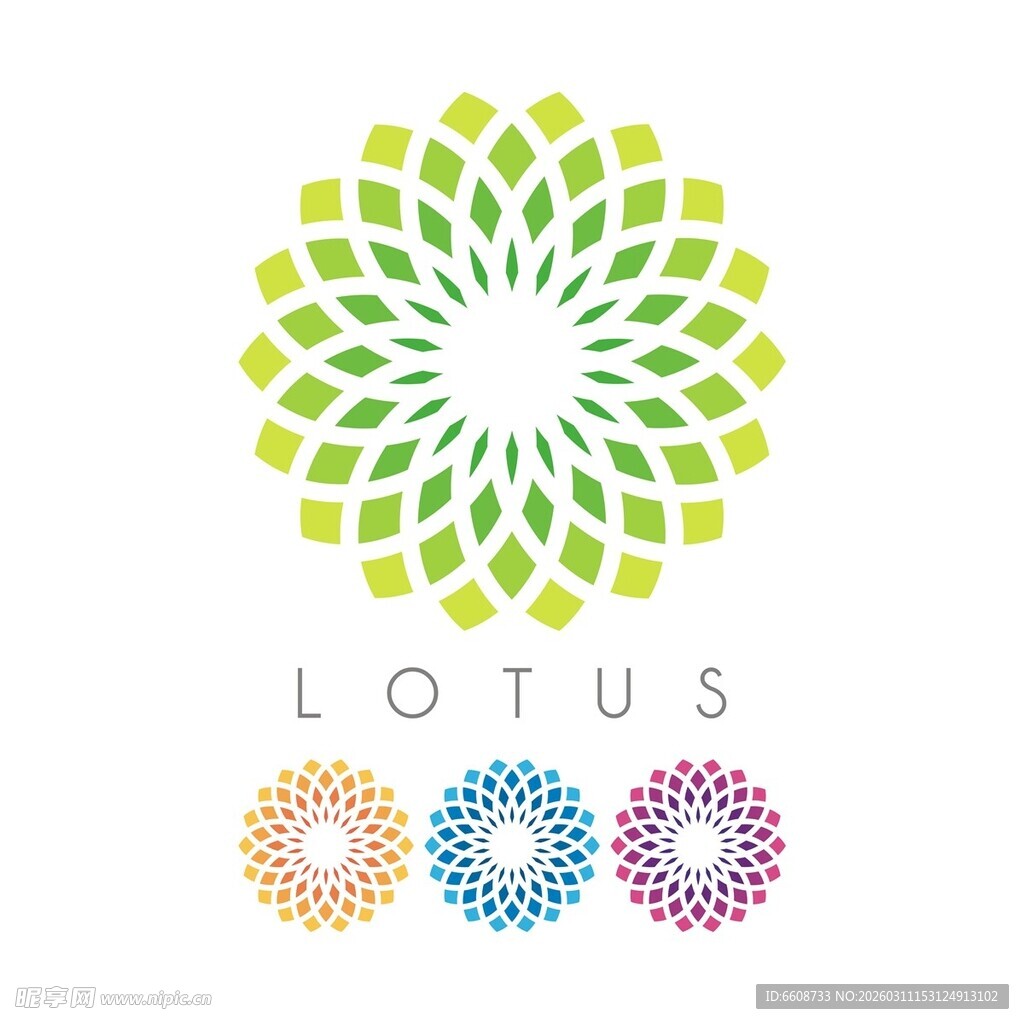 莲花主题多彩几何图案设计