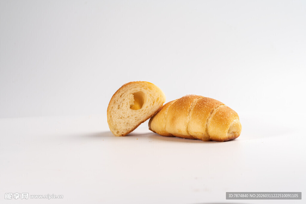 美味牛角面包特写