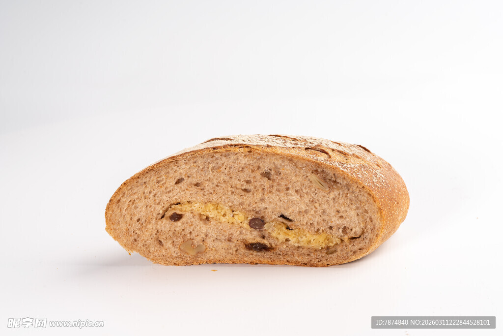 全麦坚果面包特写