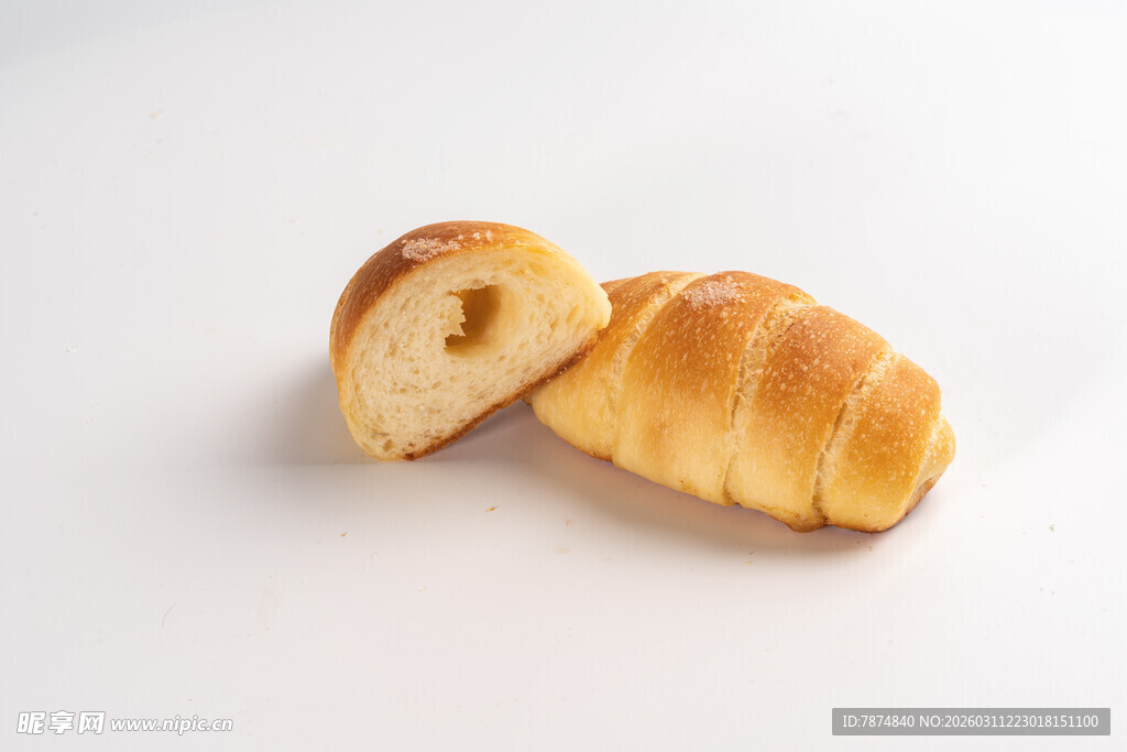 美味牛角面包特写