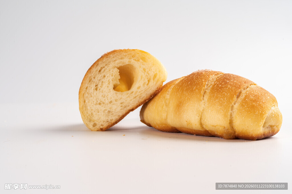 美味牛角面包特写