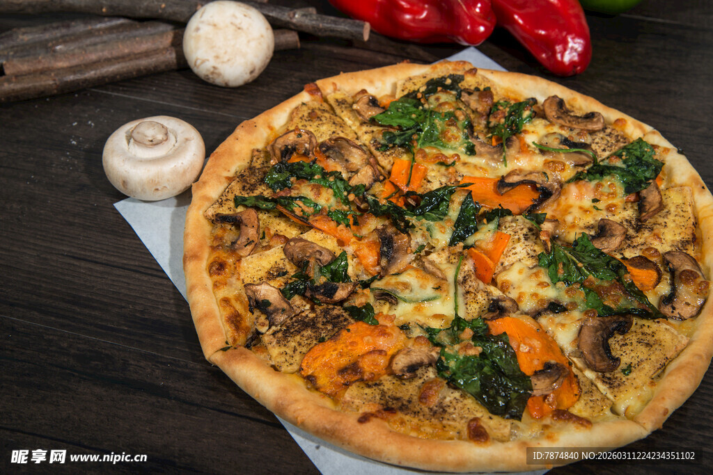 美味蔬菜披萨诱人呈现