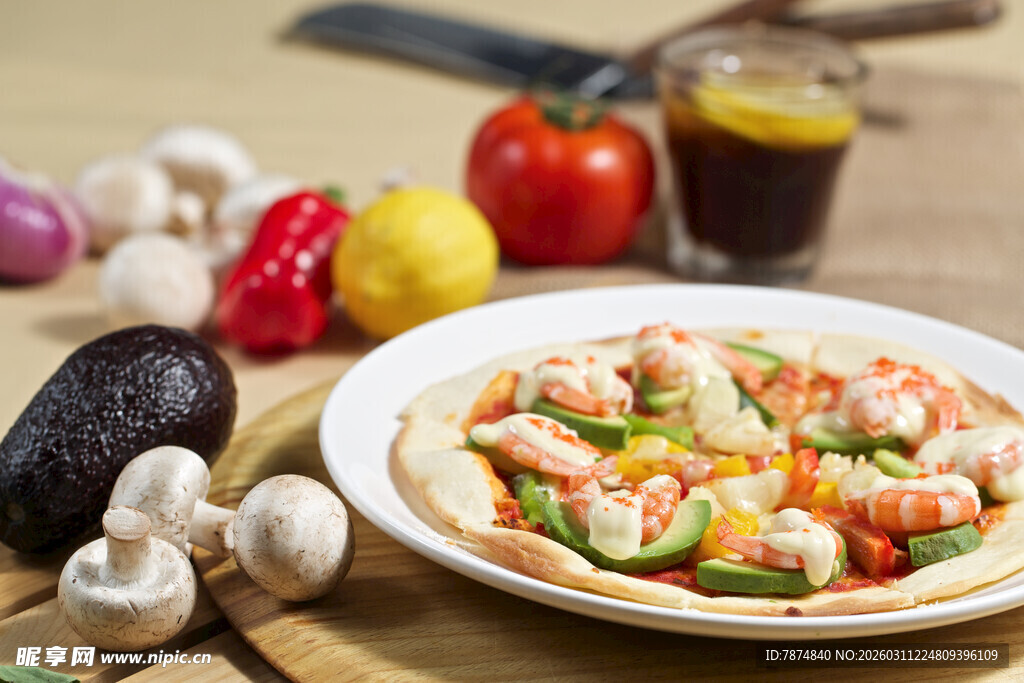 美味虾仁蔬菜意面