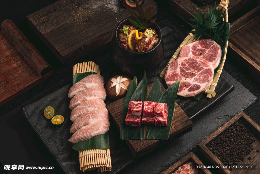 日式烤肉食材展示