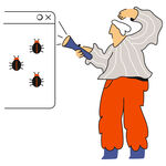 手动杀毒卡通人物插画