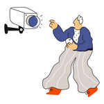 老人对监控摄像头挥手