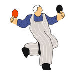 老人活力满满打乒乓球