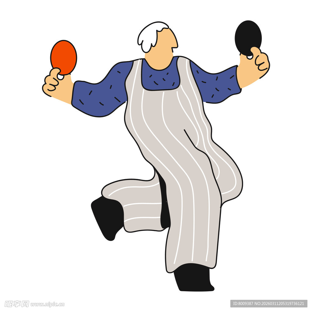 老人活力满满打乒乓球