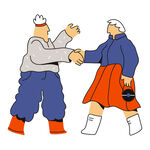 两人亲切握手场景