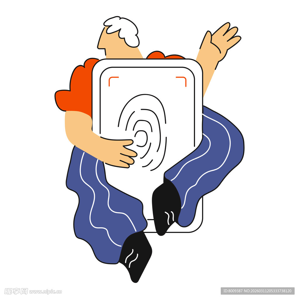 男子与带指纹识别的手机