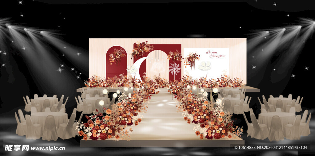 红色婚宴效果图