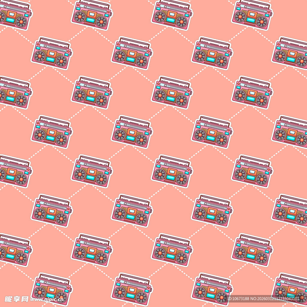 录音机图案背景