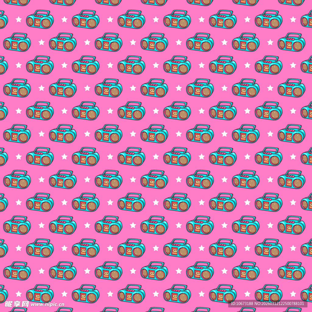 录音机图案背景