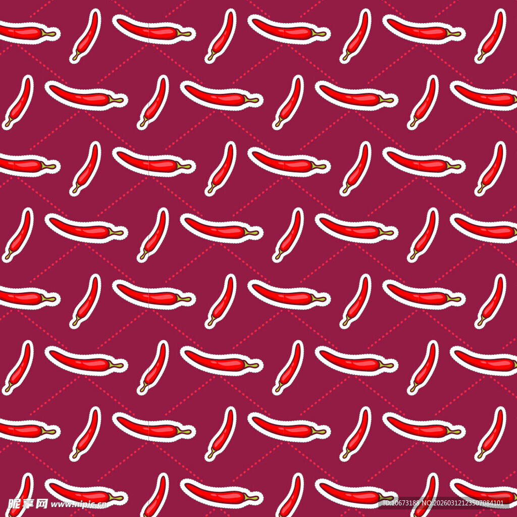 红色辣椒图案无缝背景