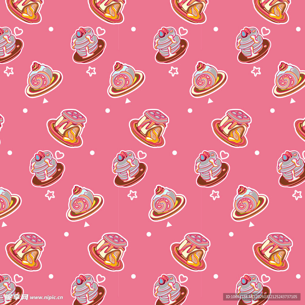 粉色背景的甜点图案