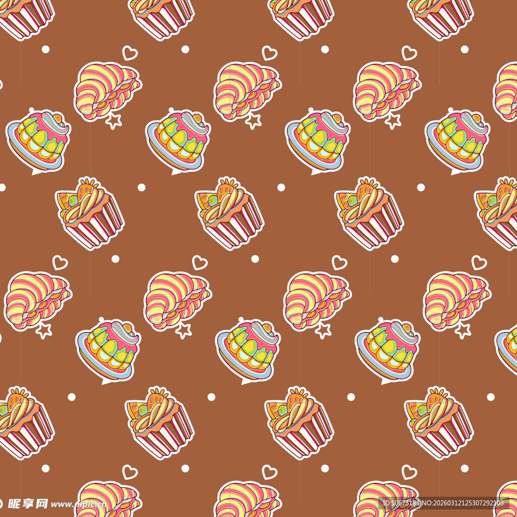 可爱纸杯蛋糕无缝图案