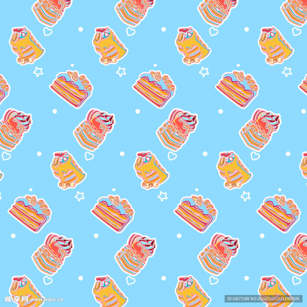 蓝色背景的卡通蛋糕图案