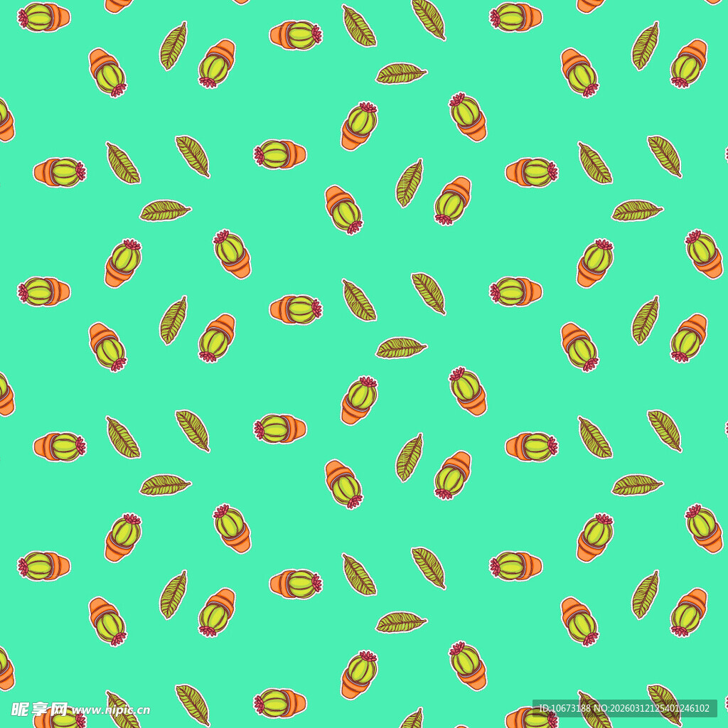 绿色底彩色卡通图案纹理