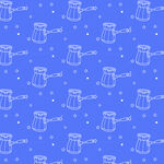 蓝色背景土耳其咖啡壶图案