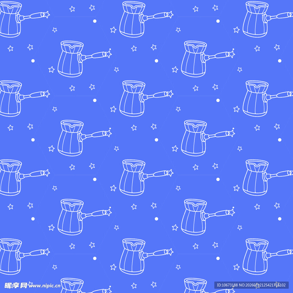 蓝色背景土耳其咖啡壶图案