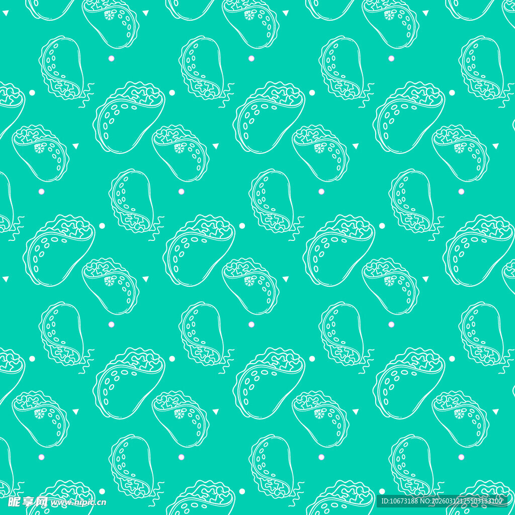 青绿色底白色海马图案背景