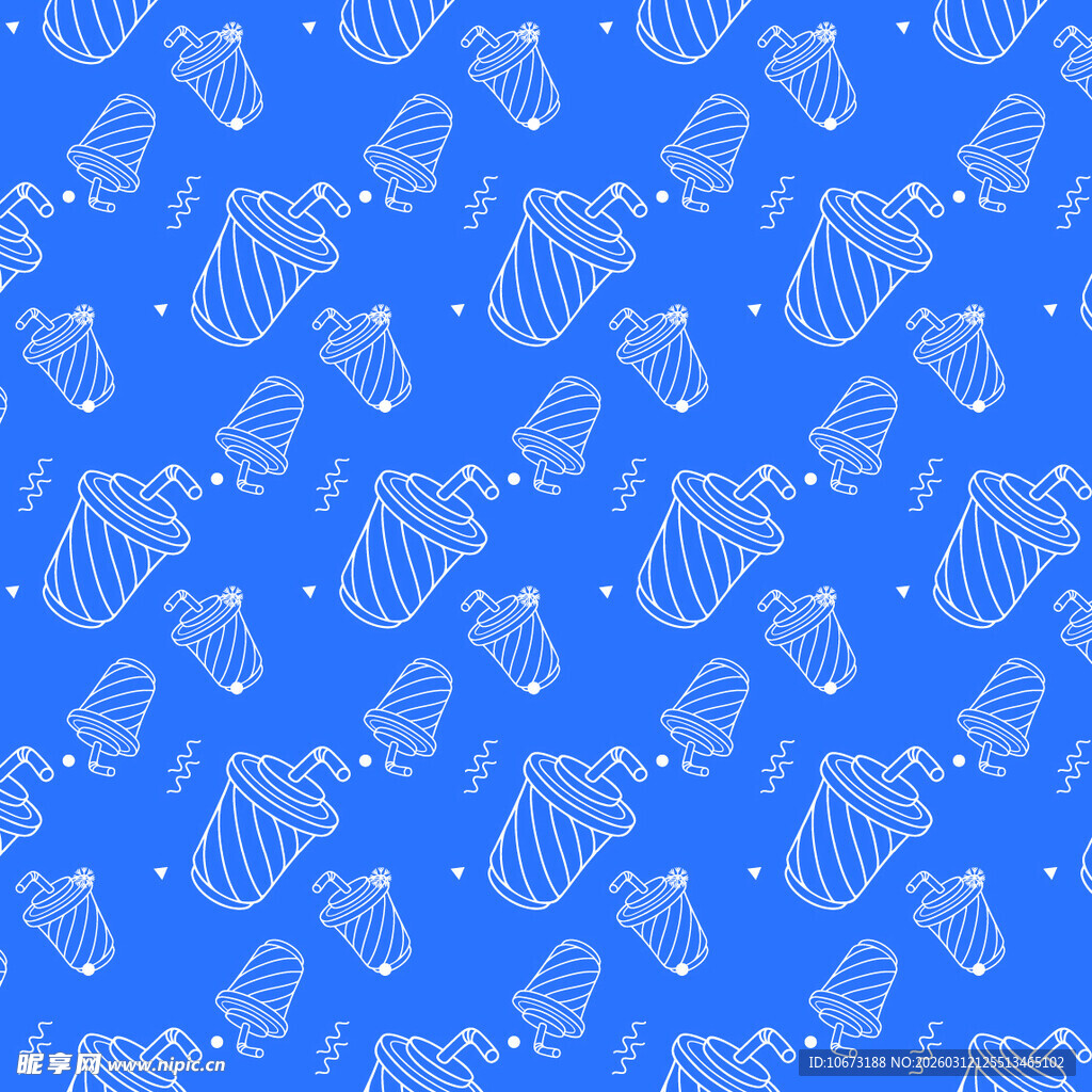 蓝色手绘餐具图案背景