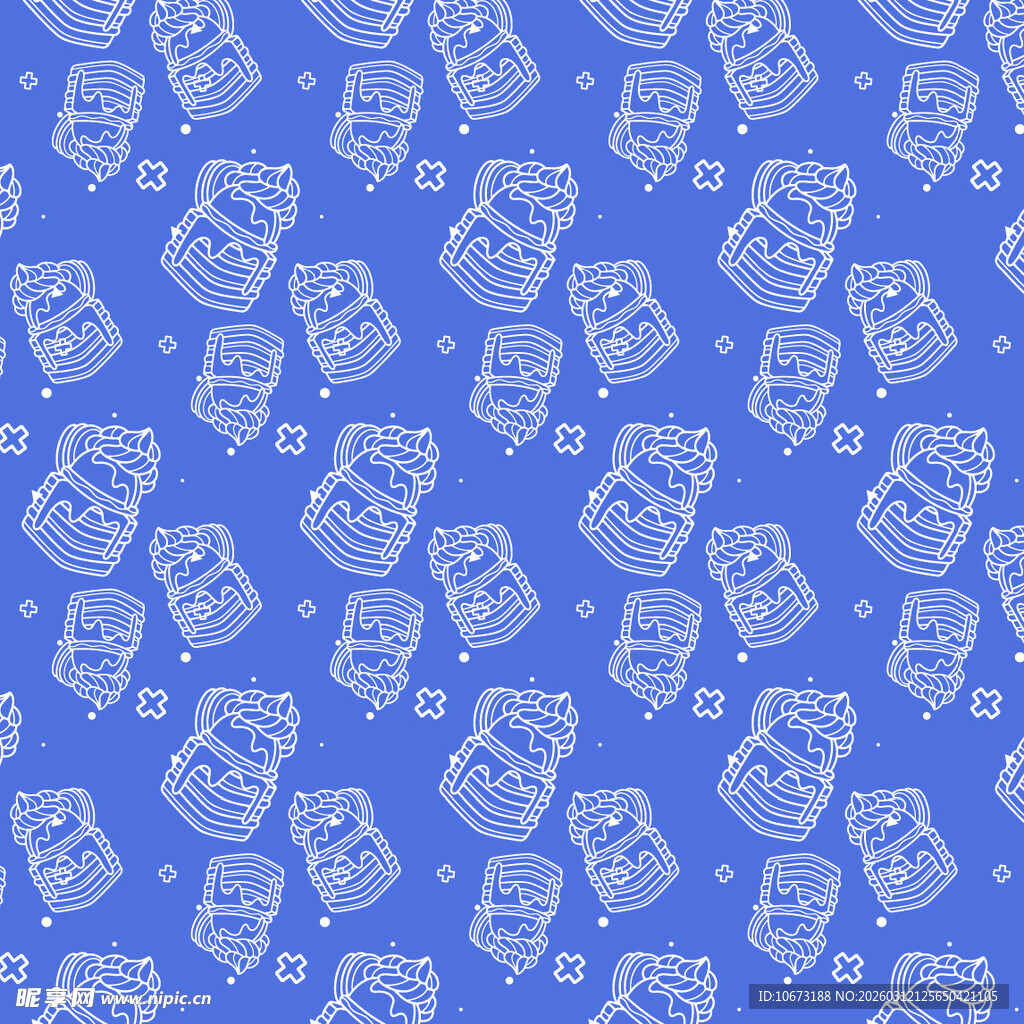 蓝色背景上的卡通图案